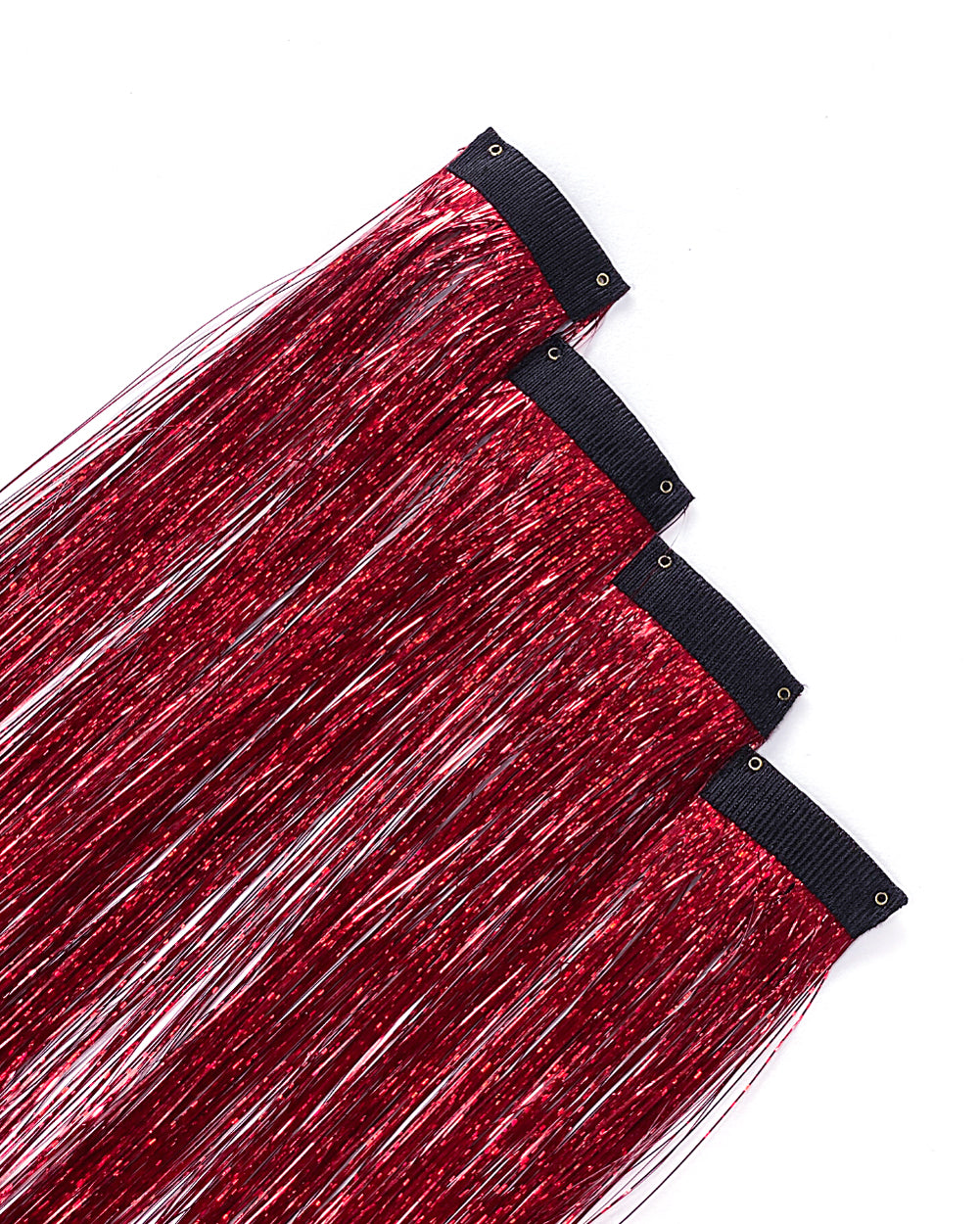 Phoenix - Red Holographic Hair Tinsel Clip-Ins - Lunautics Clip-In Extensions