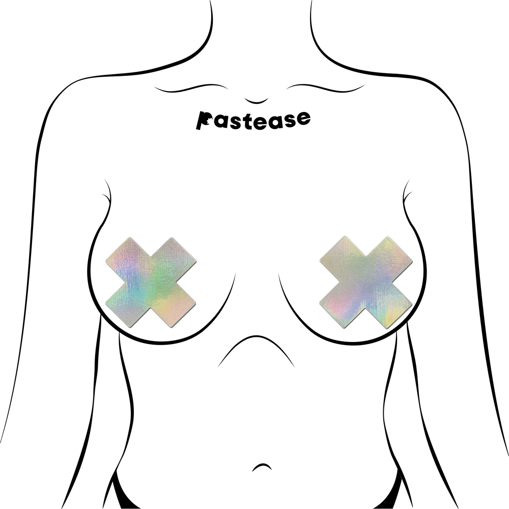 Holographic Plus X Nipple Pasties by Pastease® o/s - Lunautics 