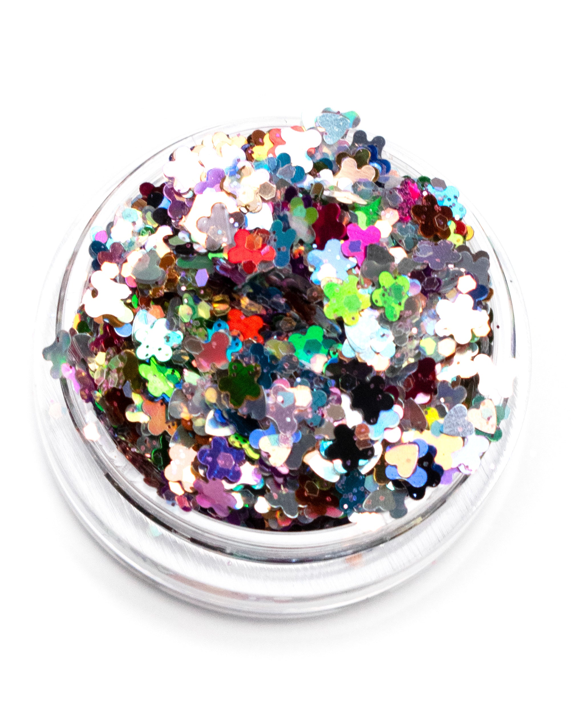 Rave Day Rainbow - Metallic Rainbow Chunky Glitter with Flowers Butterflies and Hearts