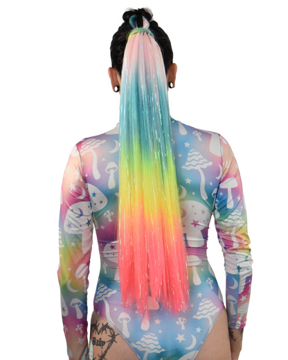 Stellar - Ombre Rainbow Ponytail Extension with Tinsel