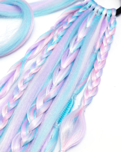 Sweetie - Pastel Braided UV-Reactive Ponytail Extension - Lunautics Ponytail Hair Extension