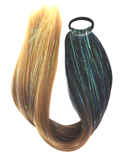 Bronde Mermaid - Natural Ombré Ponytail Extension with Tinsel - Lunautics Ponytail Hair Extension