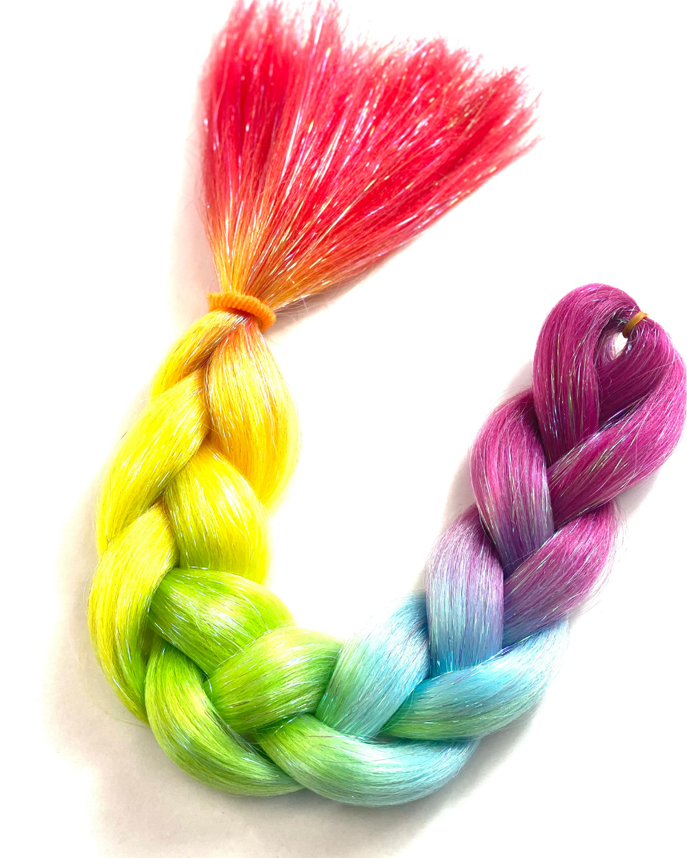 Rainbow Crystal - Ombré Hair Extension with Tinsel - Lunautics Braid-In Hair