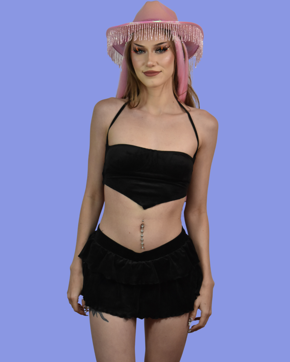 Vava Velvet Skort Set- Black - Lunautics 2 Piece Sets