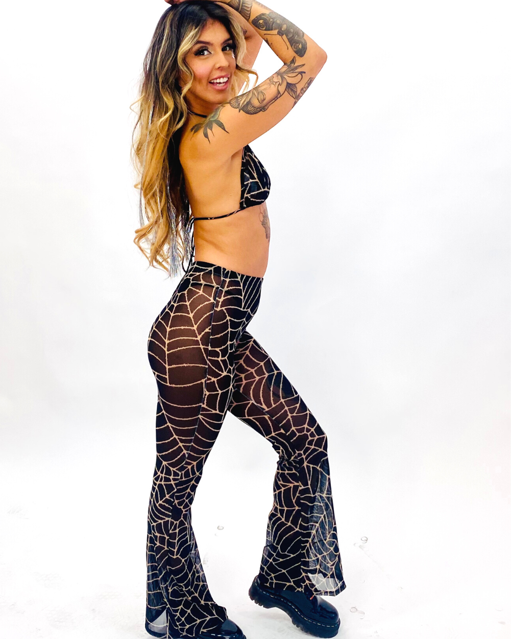 Wicked Web - Spider Print Triangle Top and Flare Set - Lunautics 2 Piece Sets