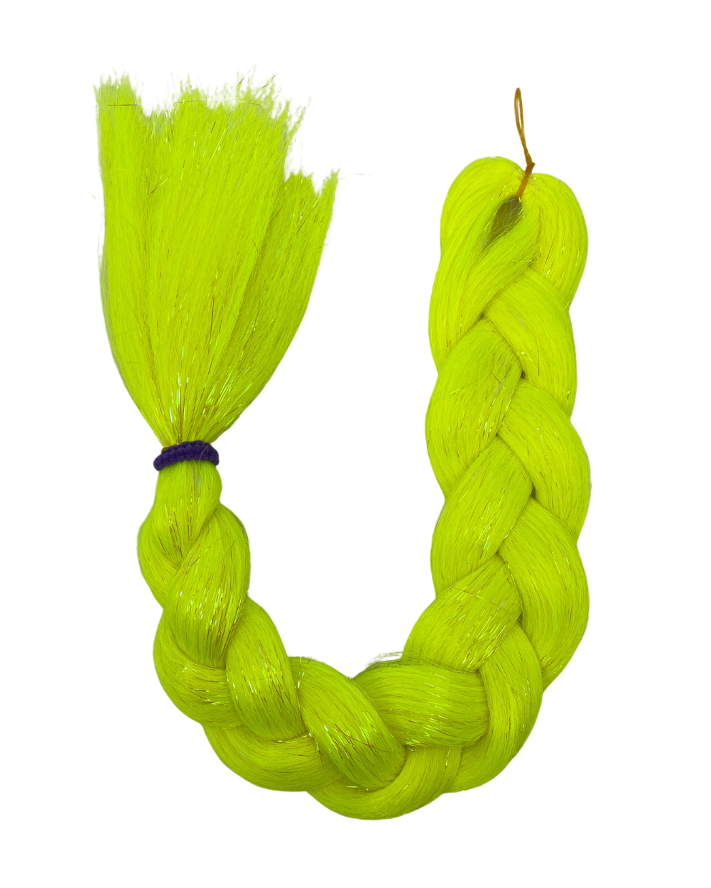 Lemondrop - Neon Yellow UV-Reactive Hair Extension with Tinsel - Lunautics Braid-In Hair