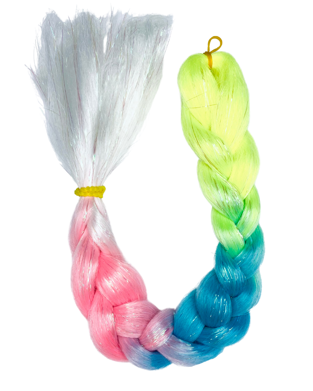 Moonstoned - UV-Reactive Neon Rainbow Ombré Hair Extension with Tinsel - Lunautics Braid-In Hair
