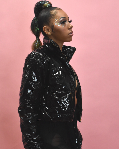 Cropped Puffer Jacket- Black - Lunautics