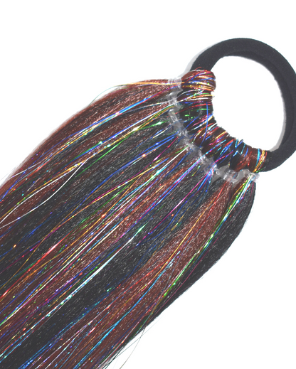 Auburn Rainbow - Natural Ponytail Extension with Tinsel - Lunautics Ponytail Hair Extension