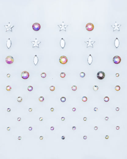Bella Mini Face Jewel Mix Pack - Iridescent Star, Oval, and Round Face Jewels | Lunautics